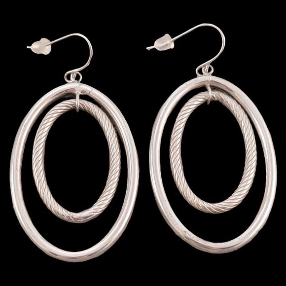 Sterling Double Oval Hoop Earrings - Picture 1 of 7